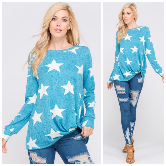 🛍LAST 1! Amazing Blue Banded Burnout Star Top⭐️ - Picture 3 of 3